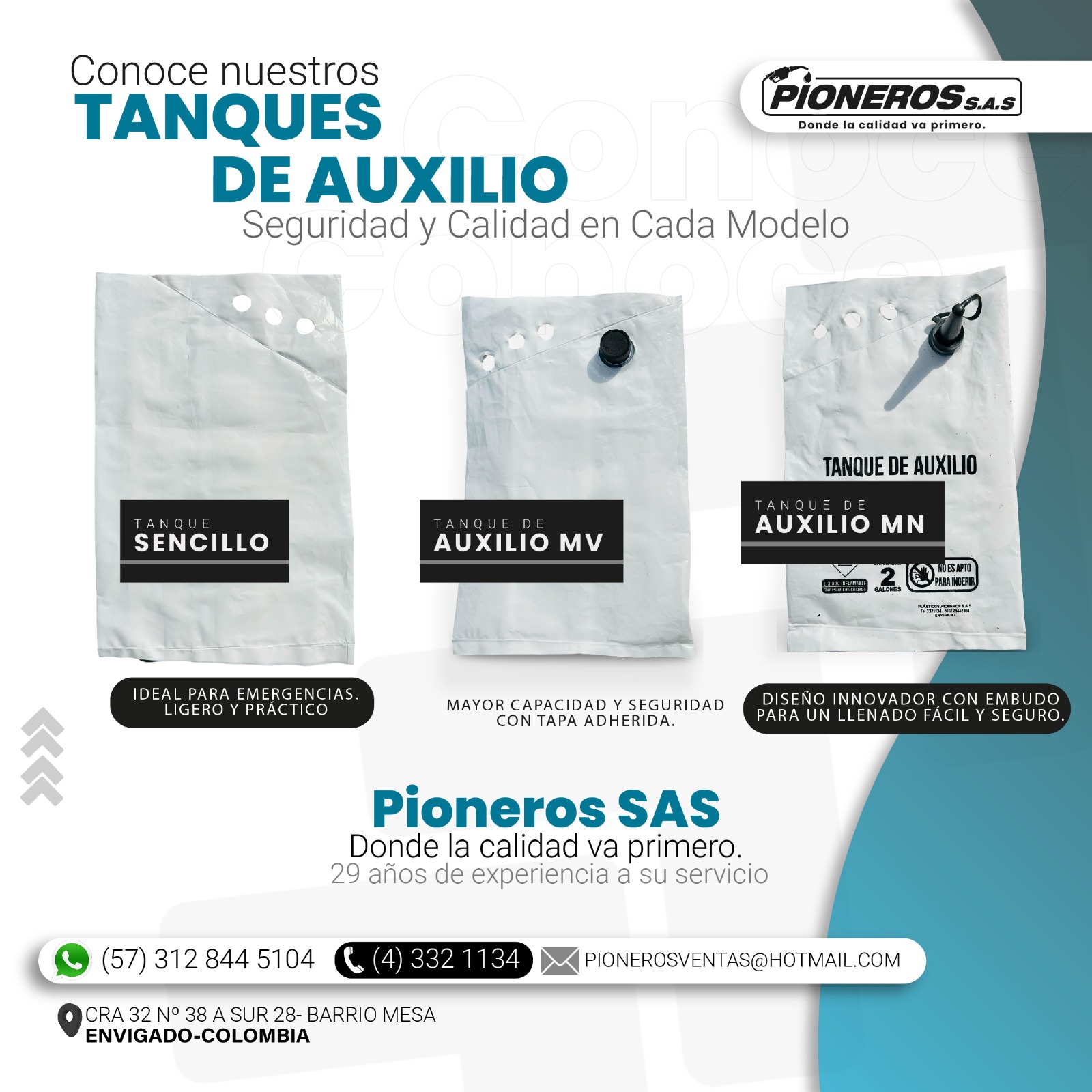 Modelos de tanques de auxilio Pioneros
