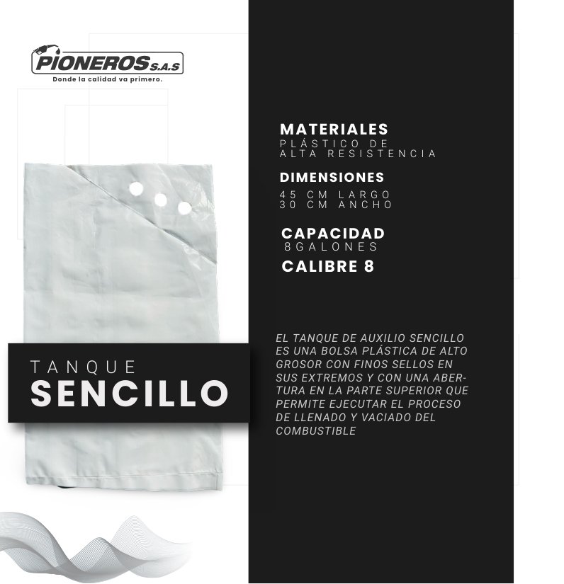Tanque de Auxilio Sencillo, Plásticos Pioneros